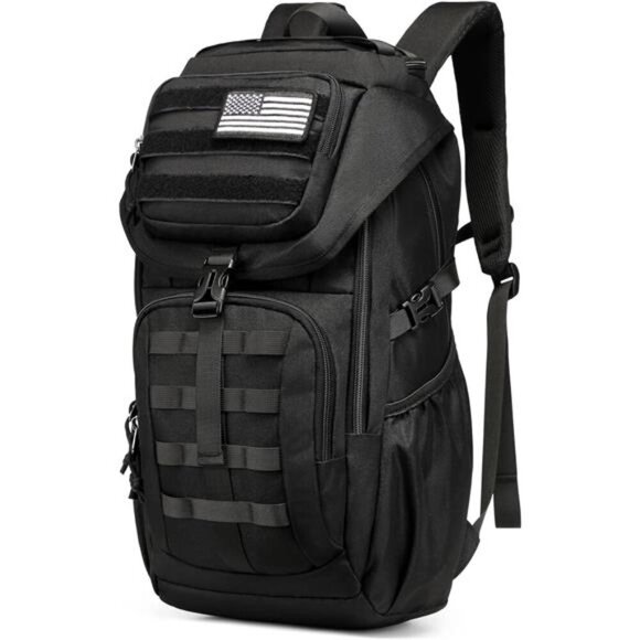 Tactical Backpack Molle Military Waterproof Hiking Camping Gear Black - Picture 1 of 7
